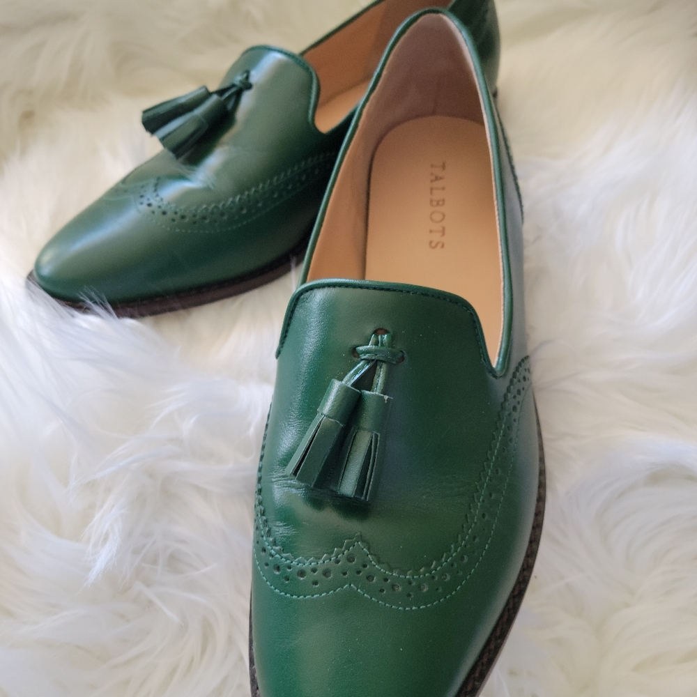 Talbots green Leighton Brougue leather tassel loafer - Picture 2 of 6